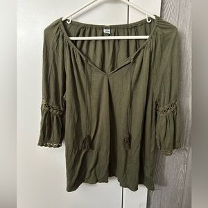 Old Navy, size small loose 3/4-sleeve olive green shirt